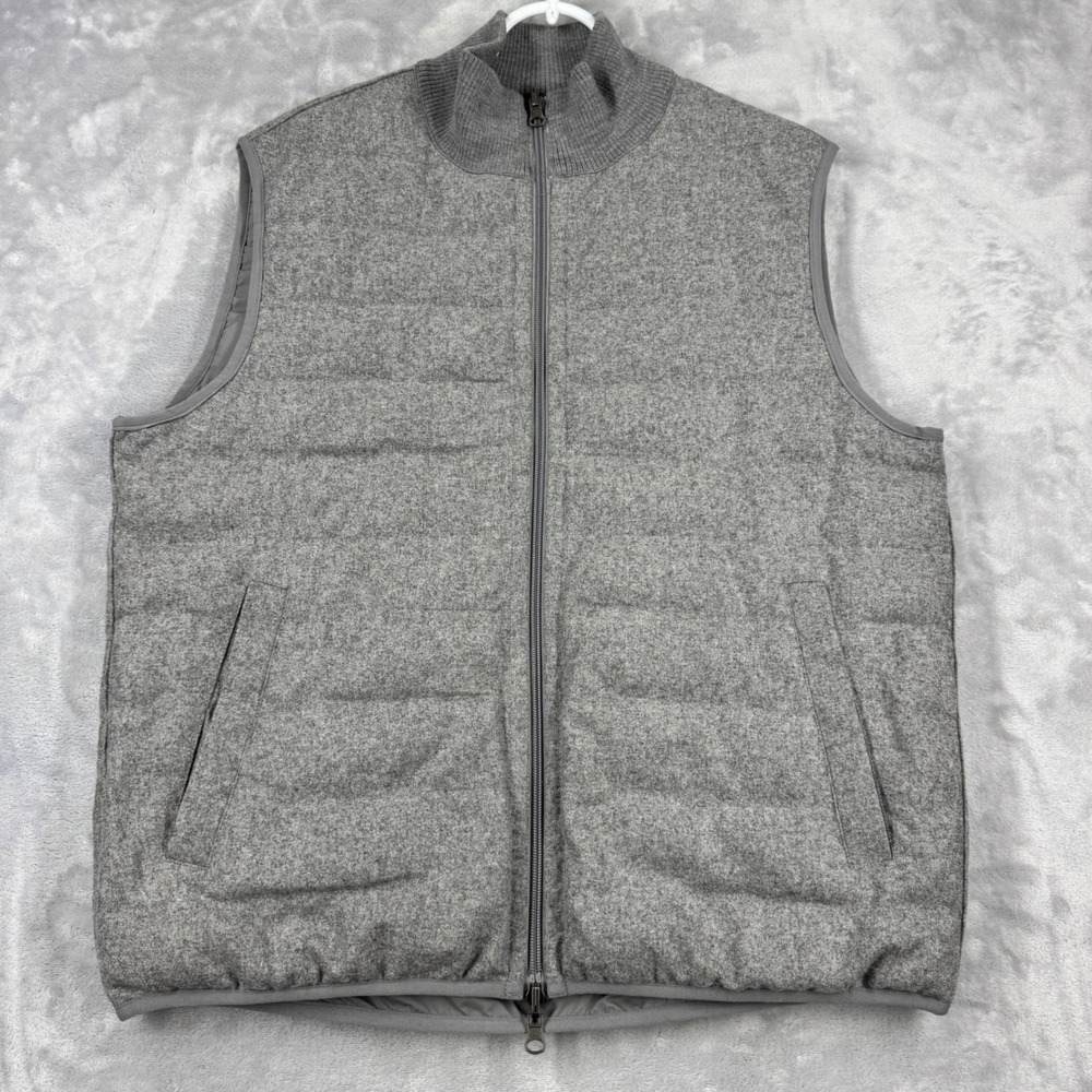 COLLARS‎ & CO Regent Reversible Quilted Wool Vest Mens L Heathered Grey NWOT